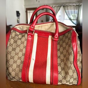 Authentic Gucci Leather Canvas Web Boston